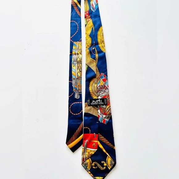 Hermès Paris Blue Silk Tie, Vintage - Picture 4 of 9